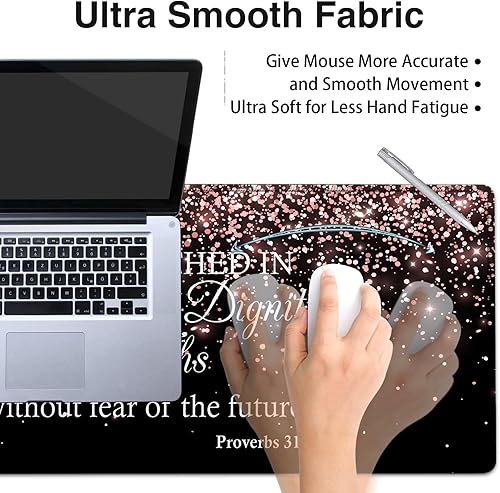 Miniatura 2 de Alfombrilla de escritorio, extendida y grande con bordes cosidos (31.5 x 11.8 pulgadas), reposamuñecas ergonómico para mouse, impermeable, para