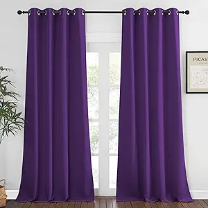 NICETOWN Bedroom Curtain Room Darkening Drapery 102 inches Length - Home Fashion Thermal Insulated Grommet Room Darkening Curtain for Living Room (Royal Purple, 1 Panel, 52 x 102 inches)