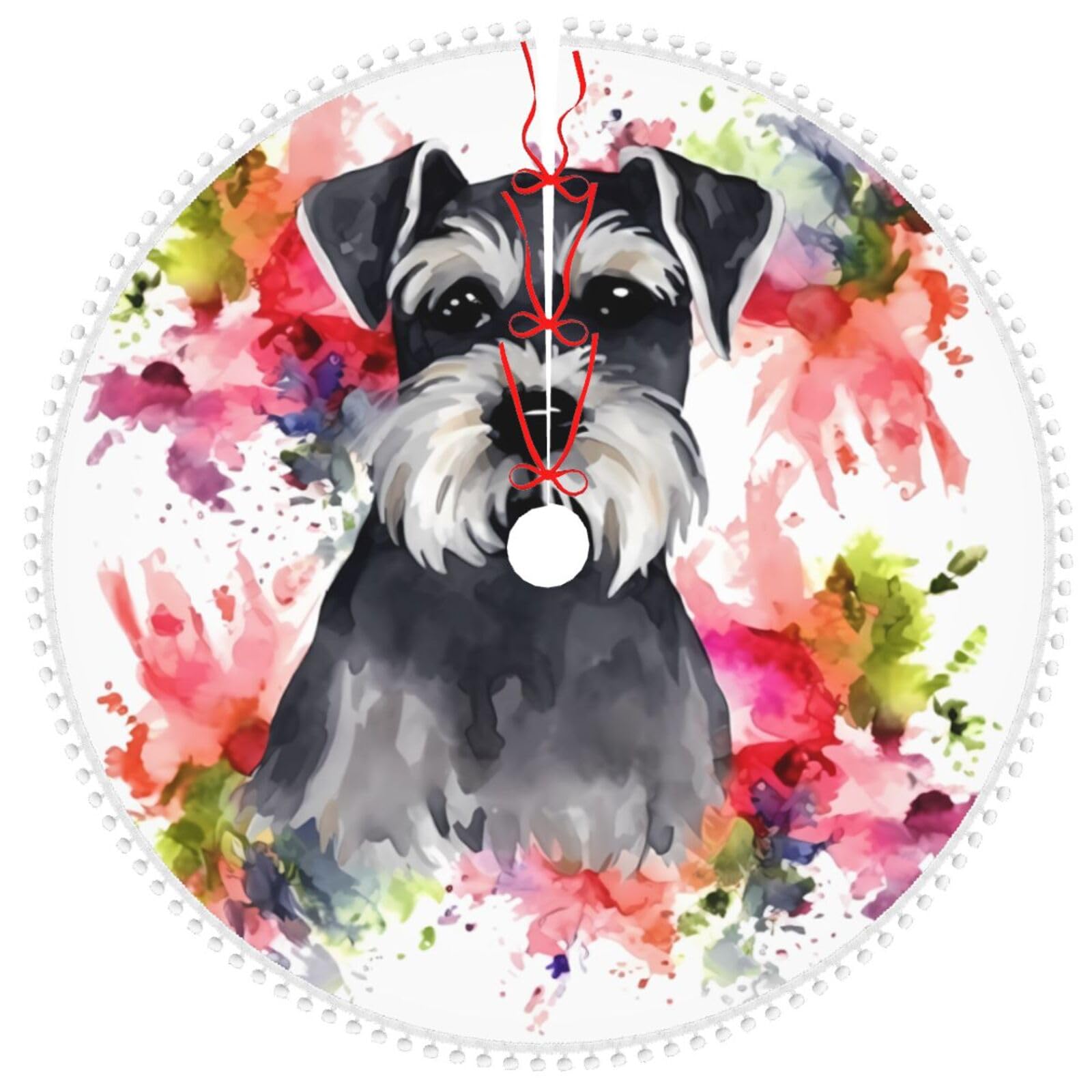 Jupe de sapin de Noël Schnauzer double couche 122 cm textile haut de gamme