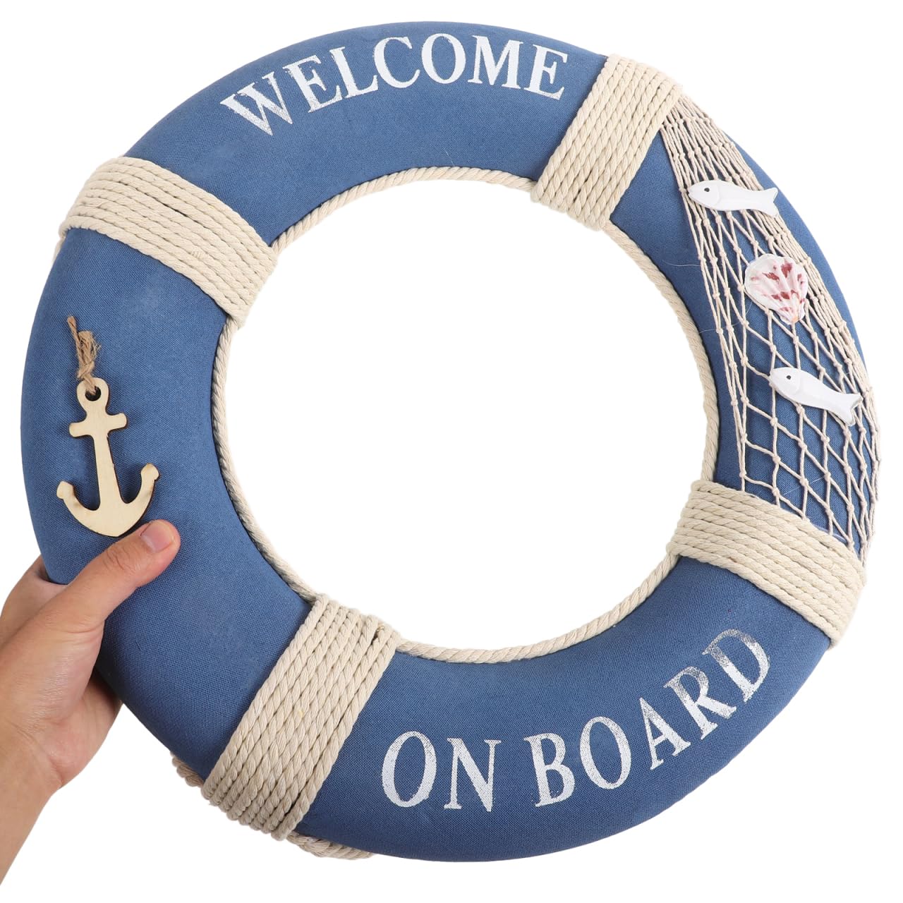 GANAZONO Rettungsring Deko 50Cm Mediterraner Stil Hängende Wanddekoration Für Restaurant Café Bar Heimdekoration Willkommen Schild