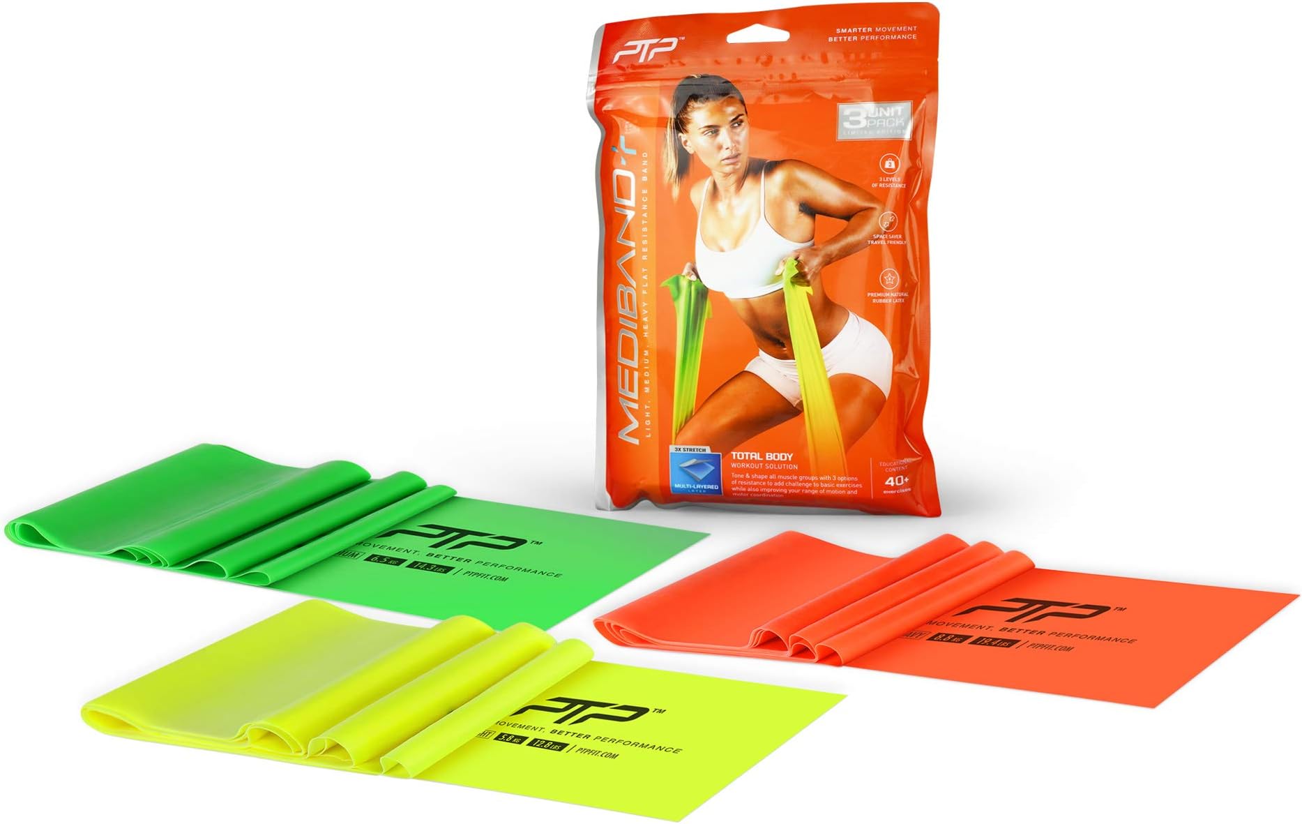 PTP Flat Resistance Band Set Mediband Triple Pack Multicoloured One Size