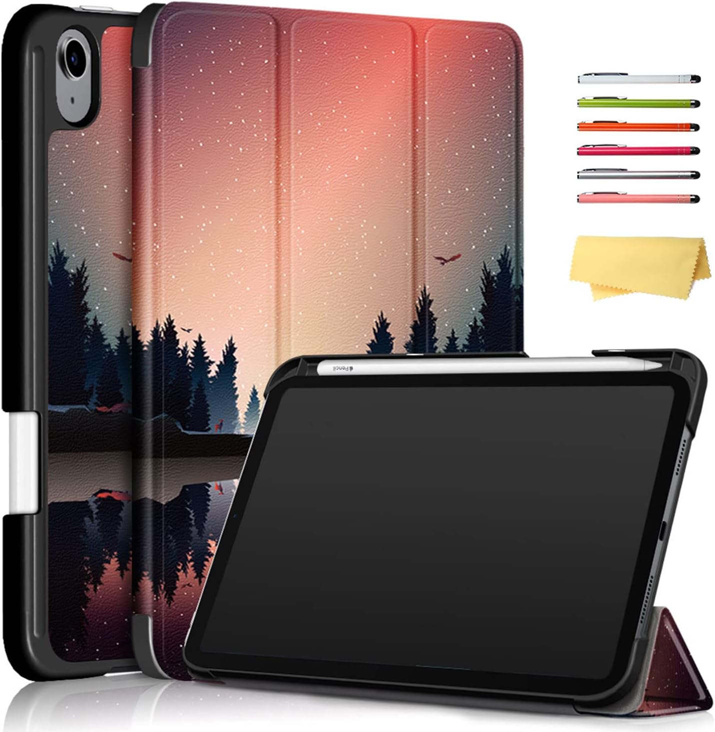 UUcovers iPad Mini 6 Case 2021 (8.3") with Pencil Holder [Auto Sleep/Wake] Slim Trifold Stand Folio Smart PU Leather & Hard Back Shockproof Cover for Apple iPad Mini 6th Generation, Dusk Orange Tree