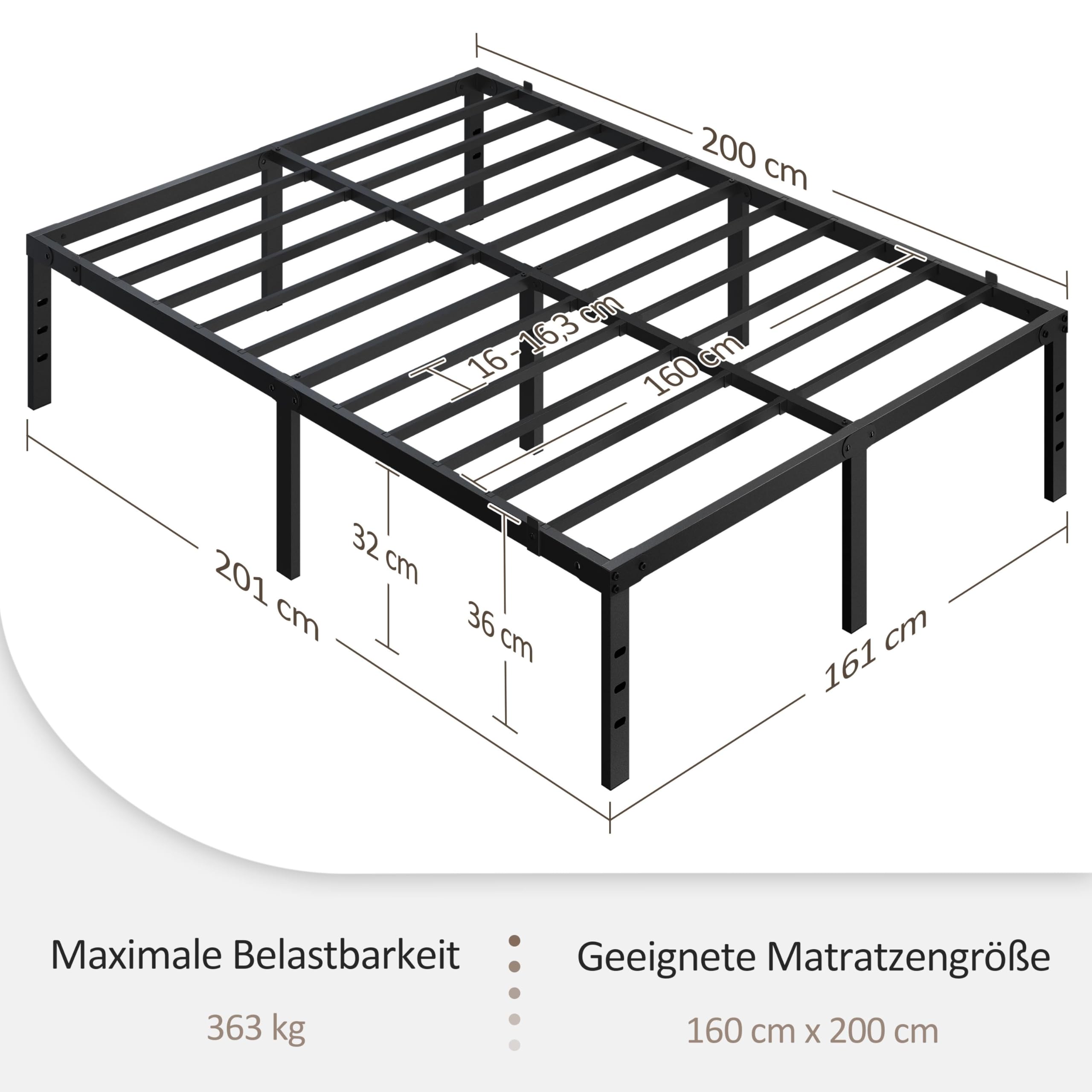 Yaheetech Bettrahmen 36cm H Metallbett mit Lattenrost – Bild 2