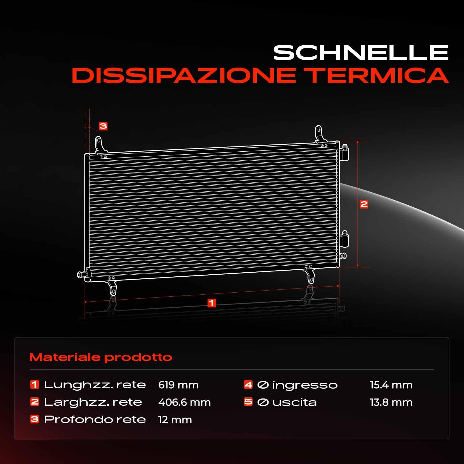 Frankberg Radiatore climatizzatore Condensatore Compatibile con Classe A W169 A 180 Classe A W169 A 160 B-Class W245 B 180 NGT B-Class W245 B 160 B-Class W245 B 170 NGT A1695000054,A1695001154