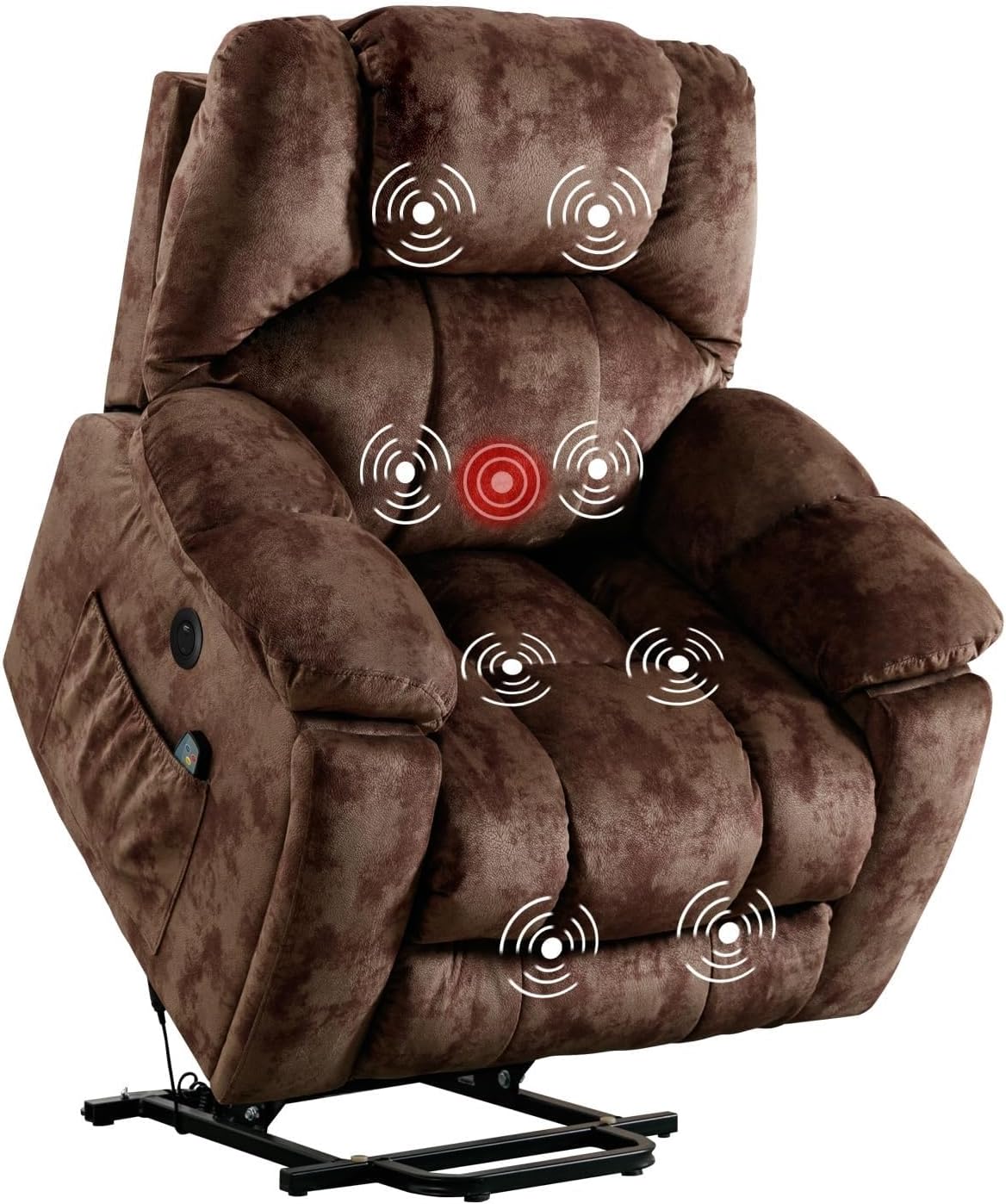 Electric Power Lift Recliner Chair for Elderly Heavy Duty with Massage and Heat, Large Living Room Chair with USB Charging Port and 2 Hidden Cup Holders for Senior Adults