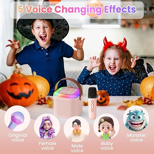 Miniatura 6 de YEATEM Máquina de karaoke para niños y adultos, mini altavoz portátil de karaoke Bluetooth con 1 micrófono inalámbrico, juguetes de regalo para