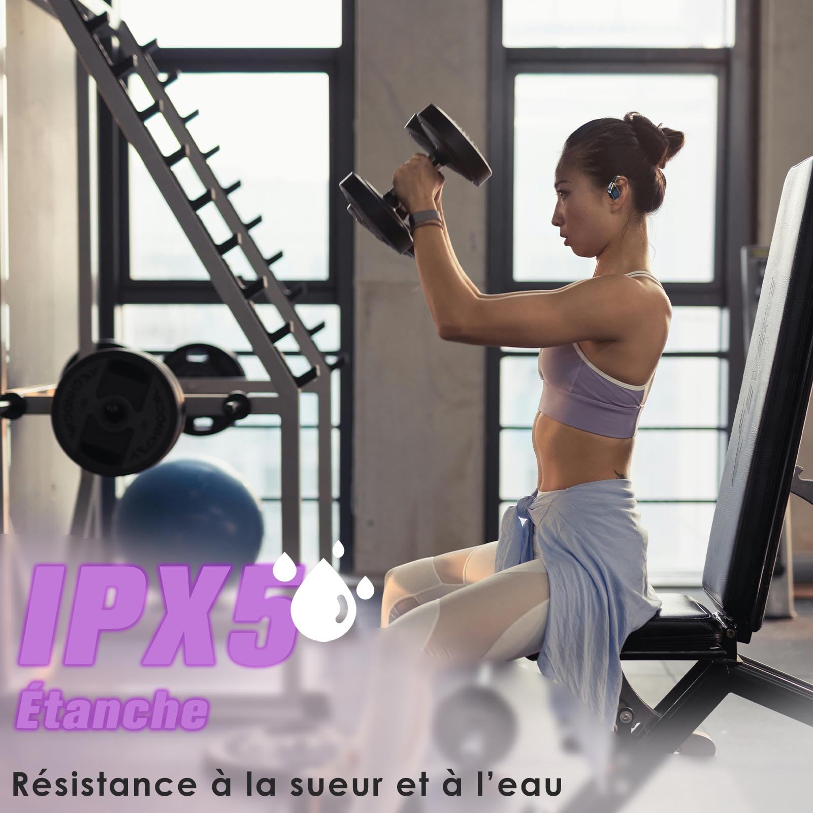 Écouteurs Bluetooth sans Fil Sport 2024 Écouteur Bluetooth 5.3 HiFi Stéréo Casque oreillette bluetooth sans-fil Running ecouteurs Ouverts auriculares bluetooth écouter USB-C Charge Rapide pour Gym