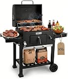 Amig - Fireplus Charcoal Barbecue - Barbecue with Wheels and Side Trays - with Ventilation System, Ashtray and Steel Grill 57 x 42 cm - Dimensions: 116.5 x 13.3 x 56 cm - 1