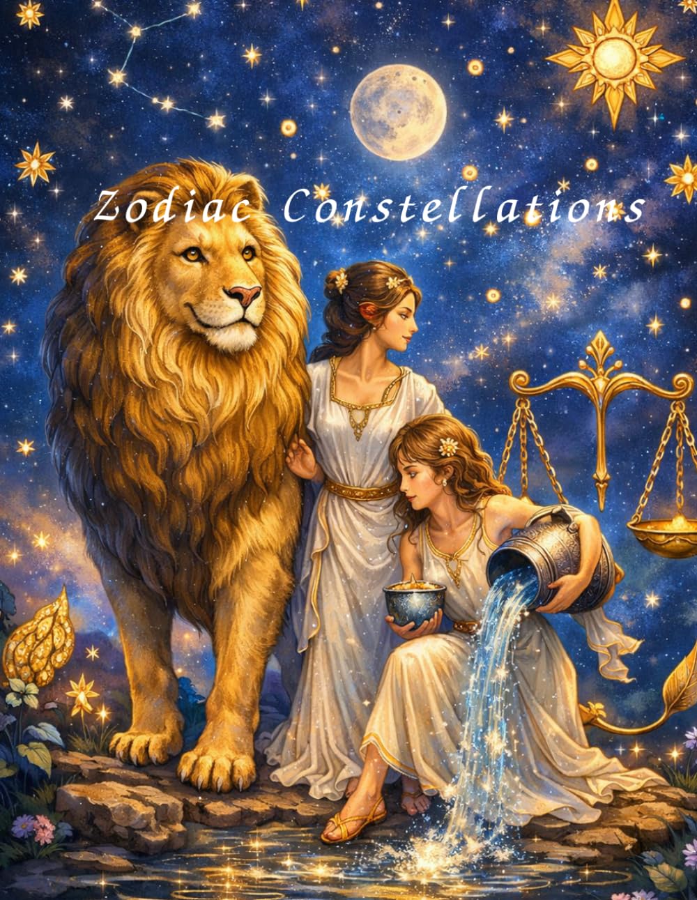 Zodiac Constellations Coloring Book US Letter Edition: 12 Mythical Zodiac Illustrations Inspired by the Stars for Relaxing and Creative Coloring (Celestial Constelzlations Coloring Series)