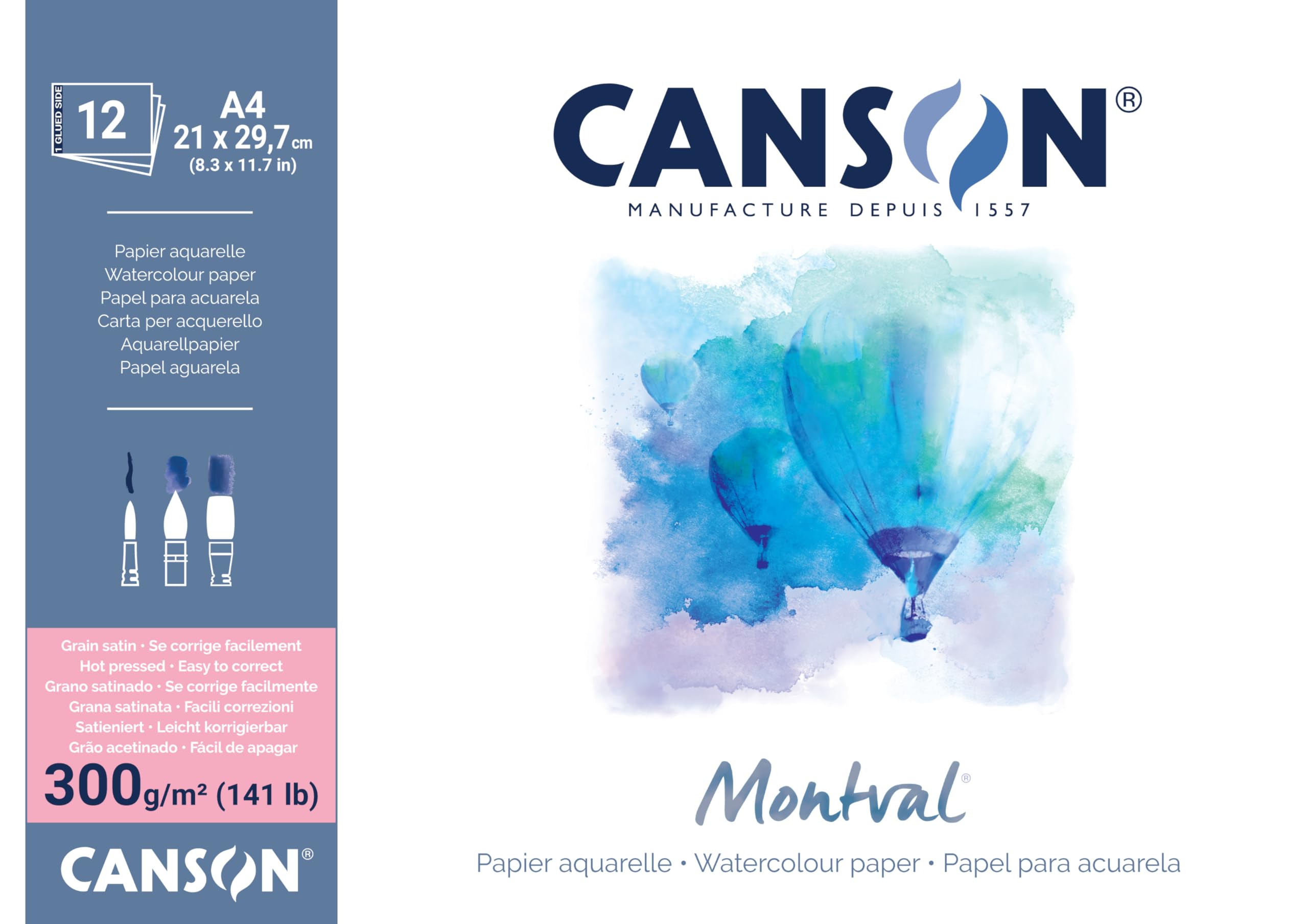 CANSON Montval, Watercolor Paper, Satin, 300gsm, 141lb, Sheet, A4-21x29.7cm, Golden Beige