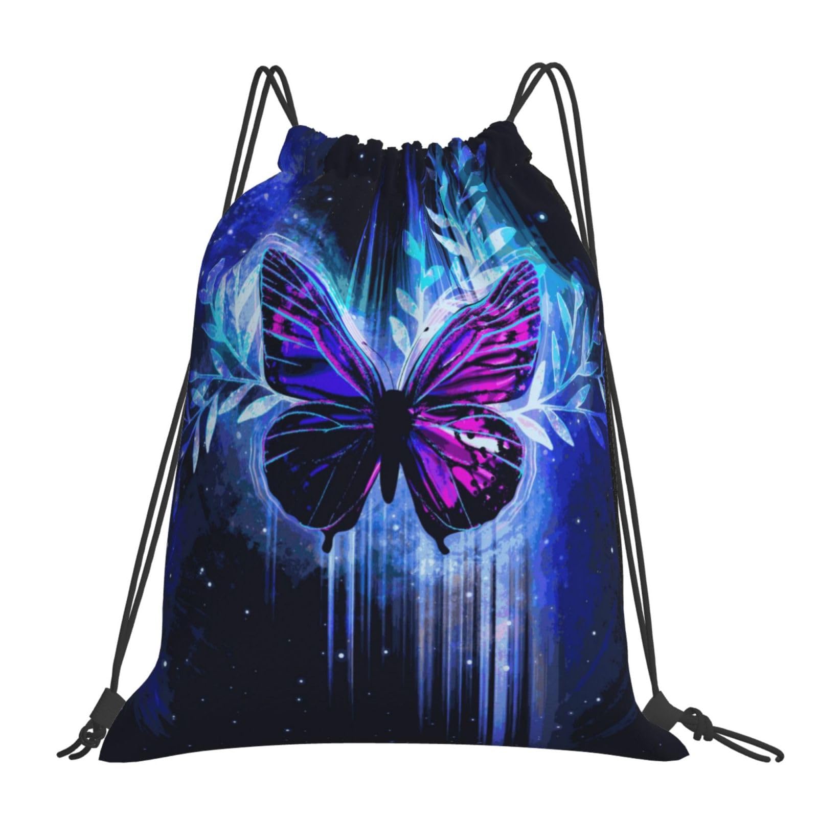 AIMASTZ Fantasy Butterfly Galaxy Unisex Drawstring Backpack Bag Sport Gym Swim Travel Sackpack