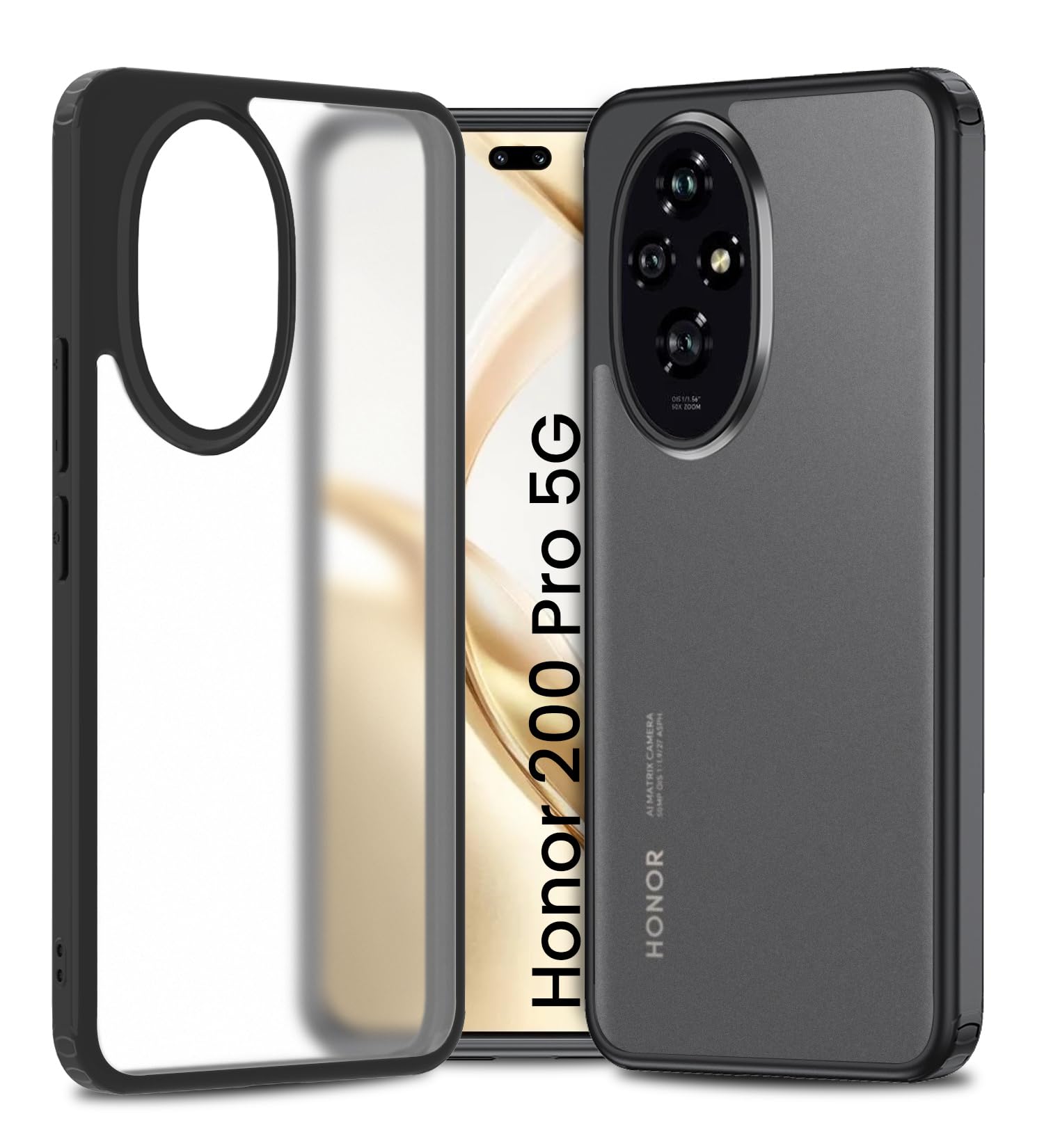 Golden Sand for Honor 200 Pro - Rugged Frosted Semi Transparent PC Shock Proof Slim Back Case for Honor 200 Pro 5G, Black (B0DDPRR1DB) Amazon Price History, Amazon Price Tracker
