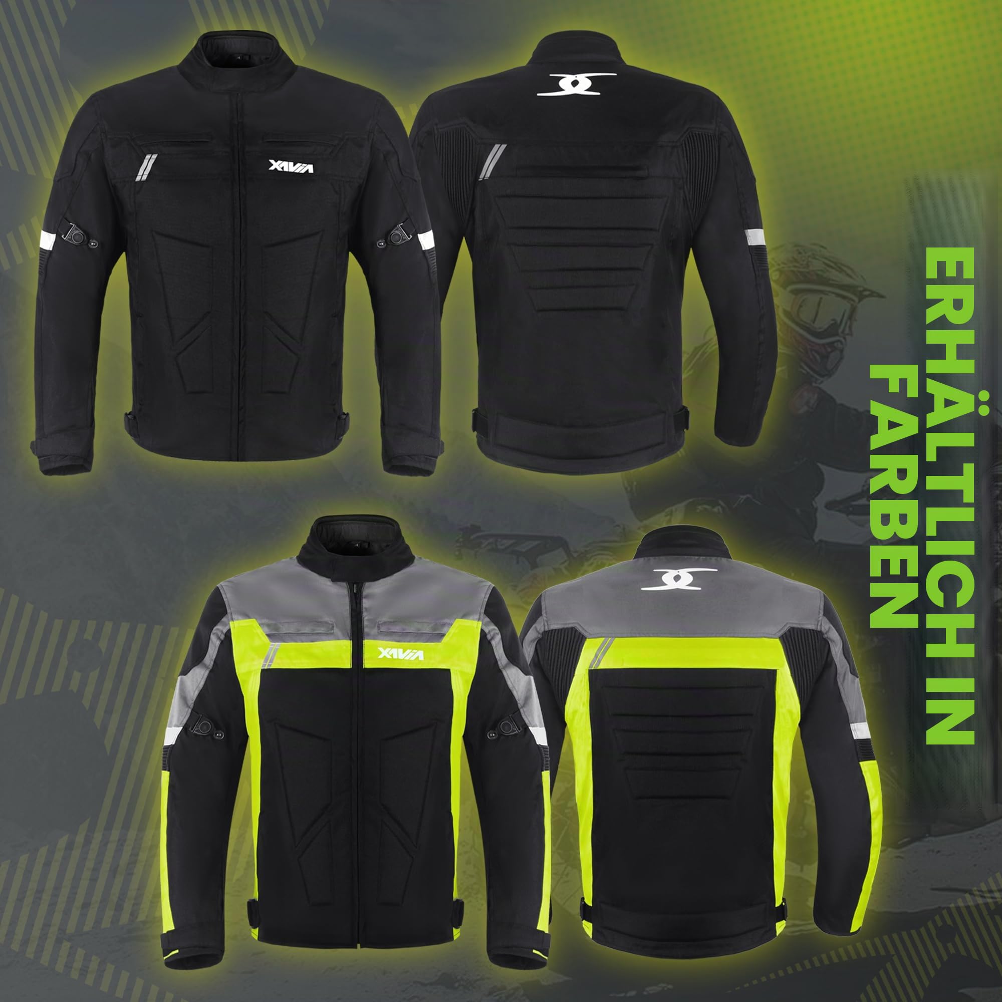 XAVIA GALE Herren-motorradjacke – Wasserdichte Und Belüftete Motorradjacke Mit Schutzstufe 2 | Für Alle Jahreszeiten
