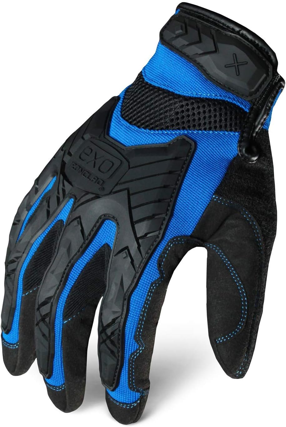 [Heywood] Ironclad EXO Motor Impact Glove; Work Gloves, TPR Impact Protection, (1 Pair), EXO2-MIGB-04-L, Black & Blue