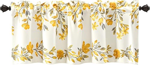 Miniatura 7 de Lush Decor Tanisha - Cenefa para cortina de oscurecimiento de habitación, 18 pulgadas de largo x 52 pulgadas de ancho, amarillo y gris