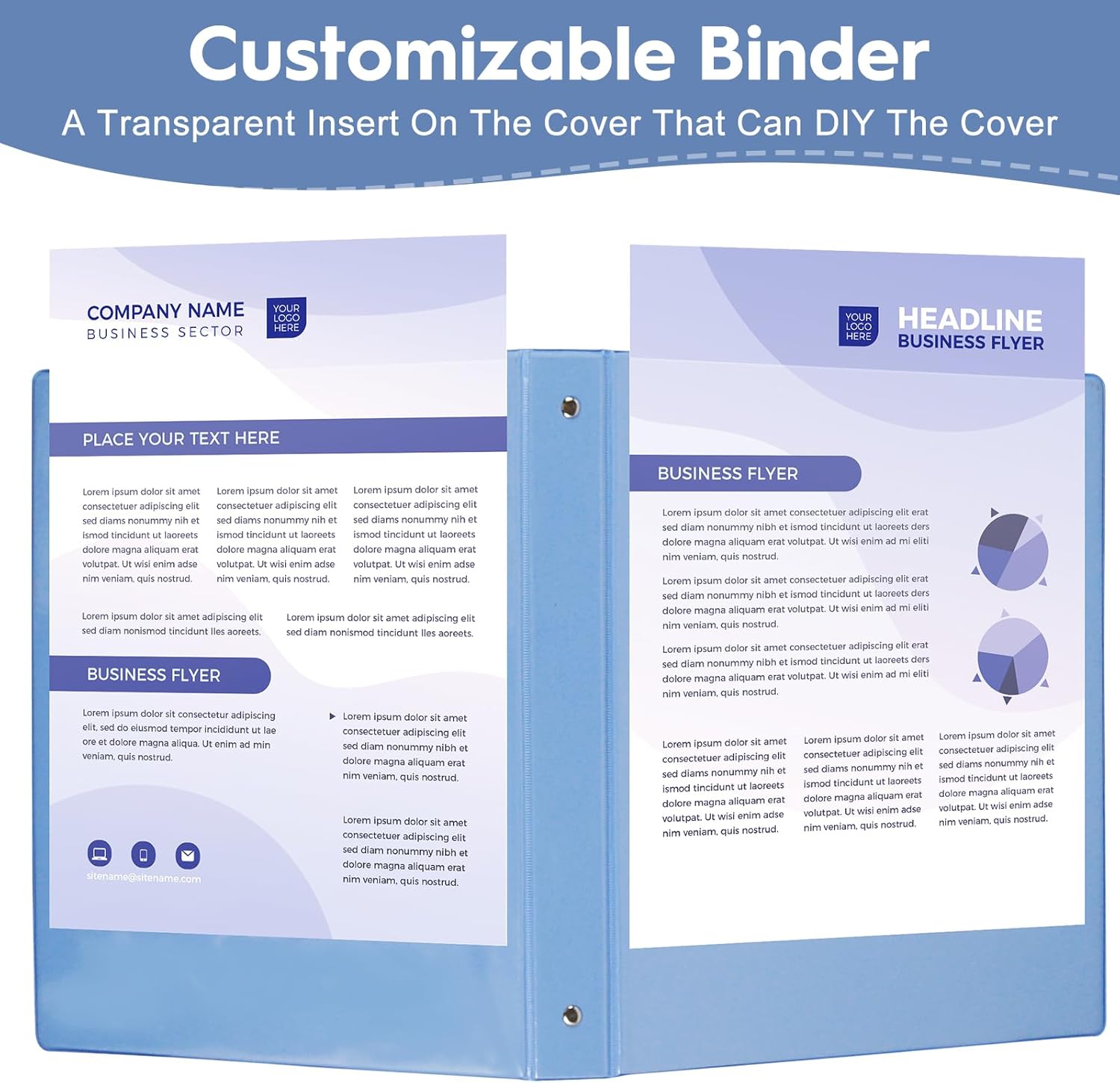 CIXILDTS 6-Pack 1-Inch Binder, Standard 3 Ring Binder Fit US Letter Size Paper, Presentation Round Ring Binders,Blue