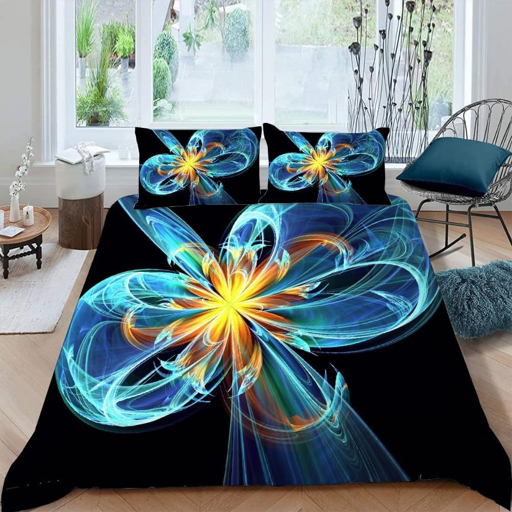 Housse de Couette 220X240 Anti-Froissement Imprimé Floral avec Zip Facile