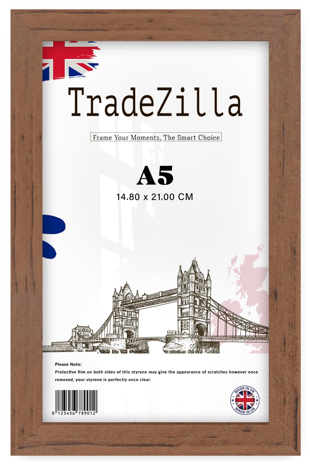 TradeZilla | Wood Finish Poster Frame A5 (14.80 x 21.00 CM) Perfect for Room Interior, Wall Décor, Sturdy MDF Frame with Elegant Design, Ideal for Home & Office Use [ Walnut ]