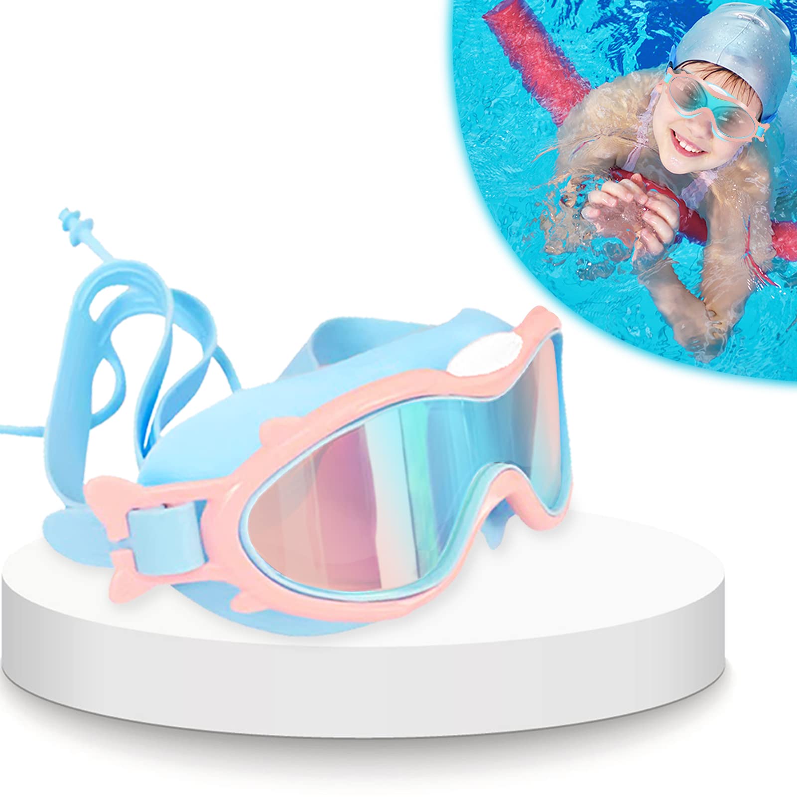 Atuoxing Gafas de Natación para Niños (4-16 Años), Antivaho Gafas Natacion con Protección UV para Niñas Niños, Juego de Gafas Buceo Niño para Correa Ajustable