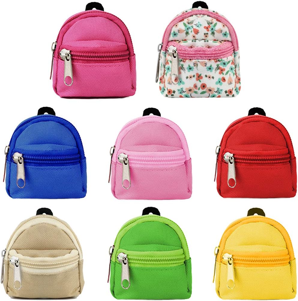 8PCS Doll Backpack for Doll Bags, Cute Zipper Backpack Mini Doll Bag Doll Accessories for Doll Backpack Doll Accessories