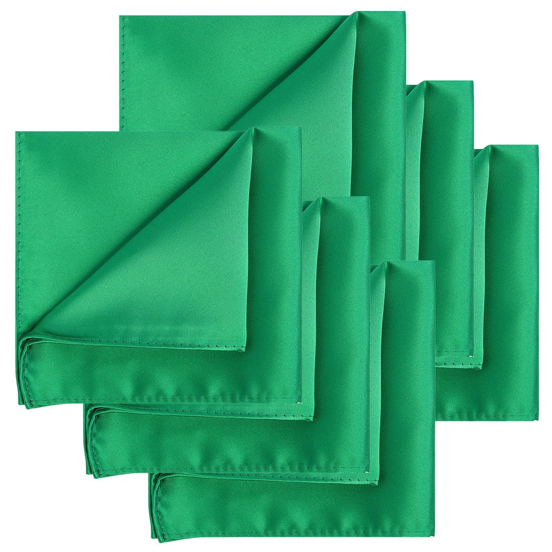 KissTies 6PCS Satin Pocket Square Plain Color Handkerchief Gift Set