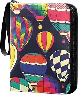 Hot Air Balloons Card Binder 4 Pocket Trading Card Holder Book with 50 Sleeves Card Holder Album Fits 400 Cards 3 Rings Display Case for Game Cards