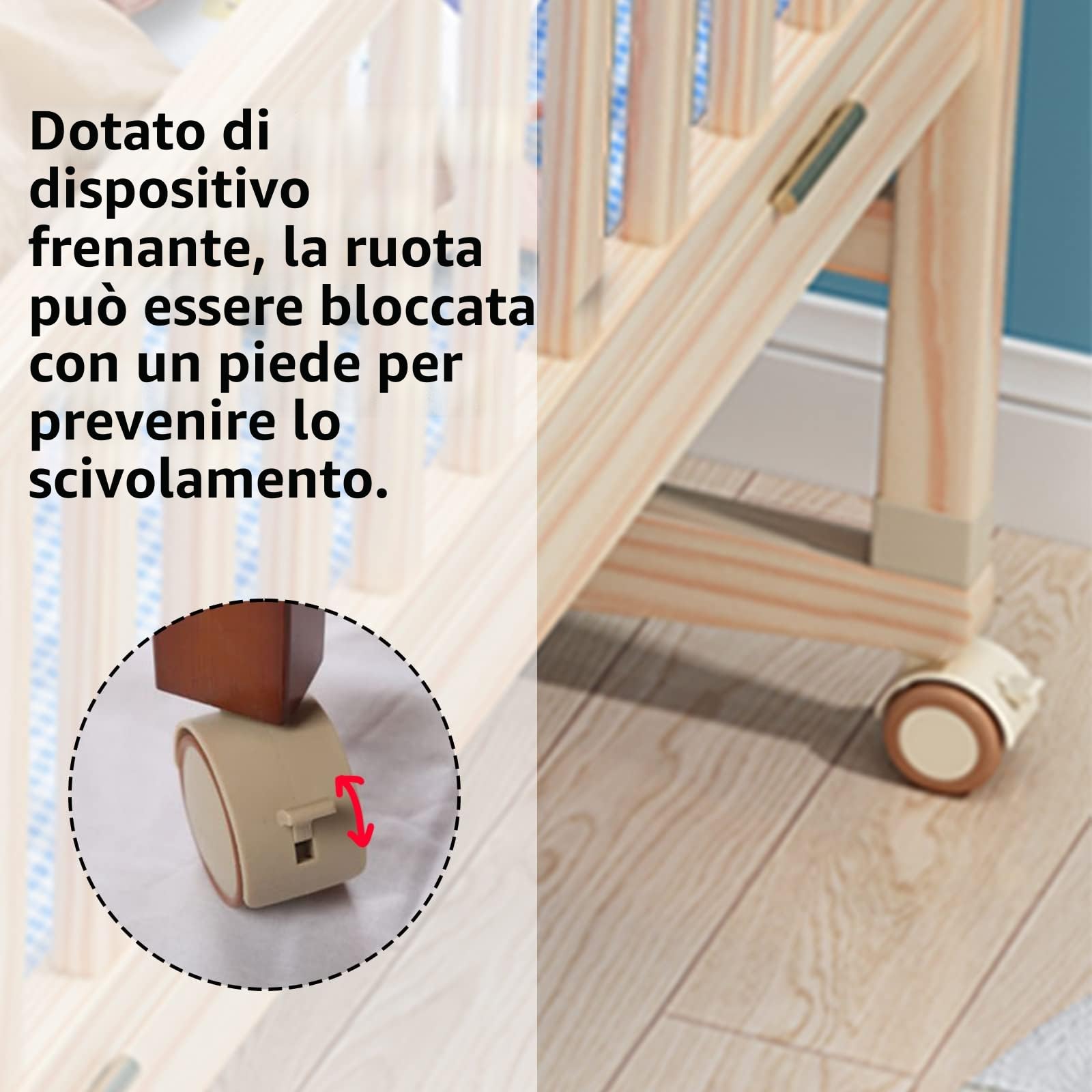 ZoeTekway Set di 4 ruote girevoli per mobili con manicotto 10,5 mm, ruote silenziose in gomma con freni