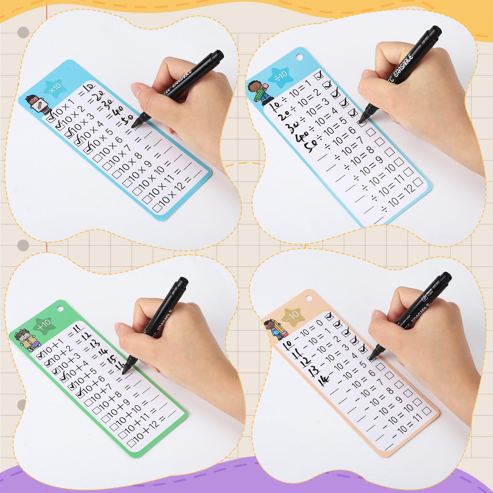 Pack of 4 Times Table Math Flash Cards 1-12 - Image 2