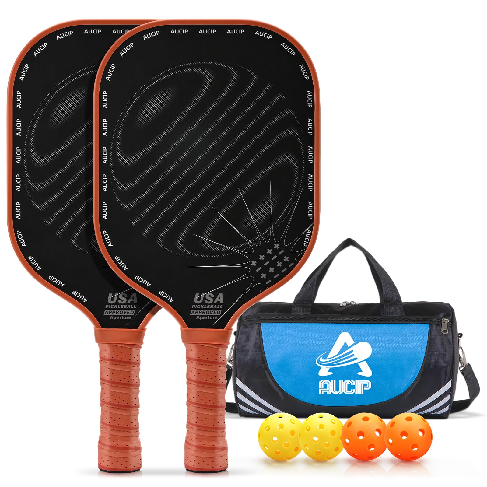 Pickleball Paddle, Pickleball Schläger Set - Fiberglas Oberfläche, 2 Rackets, 4 Bälle, 1 Tasche - Für Innen & Draußen Sport