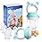 Baby Fruit Food Feeder Pacifier - Fresh Food Feeder, Infant Fruit Teething Teether Toy for 3-24 Months, 6 Pcs Silicone Pouches for Toddlers & Kids & Babies, 2-Pack (Cyan)