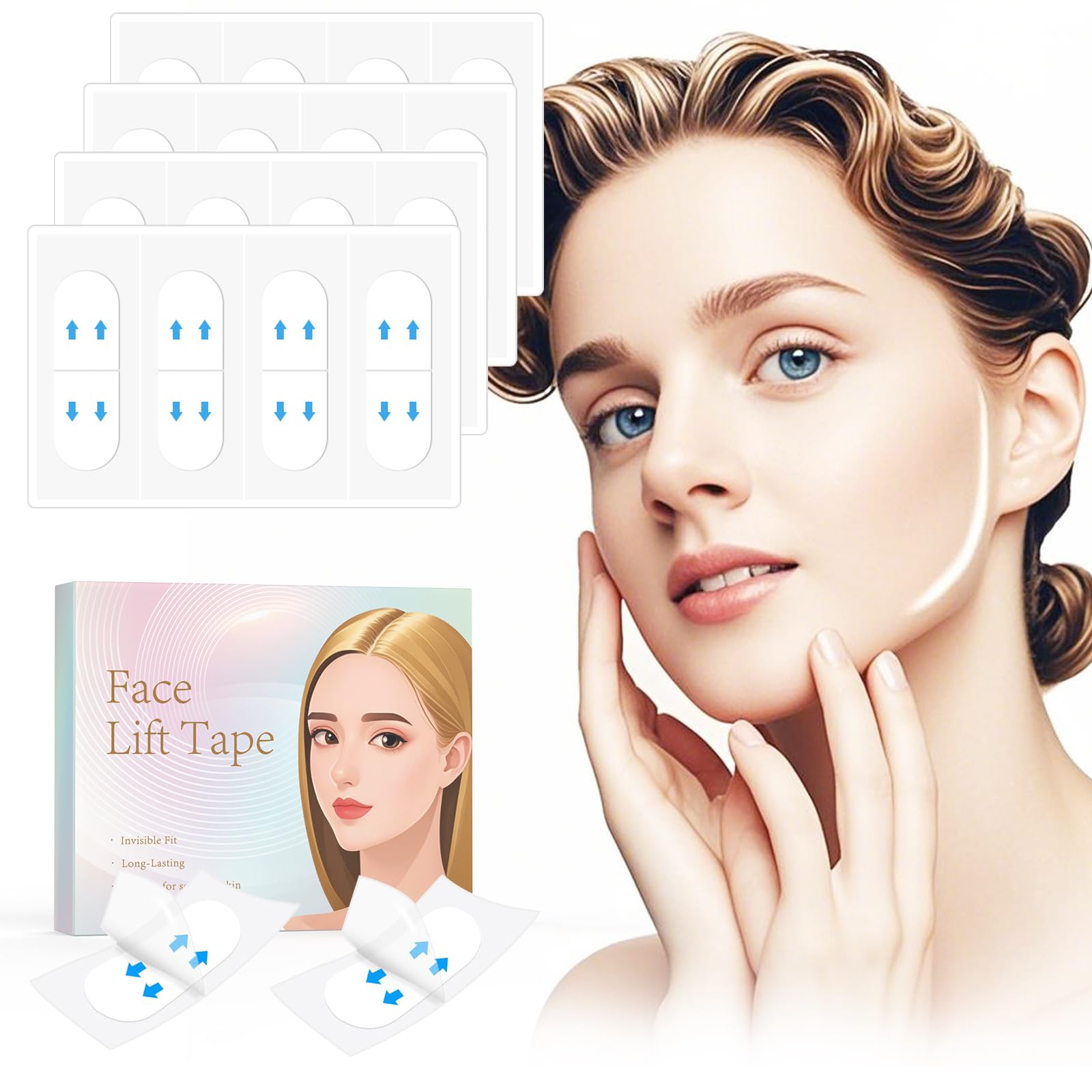 Face Tape Lifting Invisible, 160PCS Face Lift Tape Invisible Neck Tape Lifting Invisible Skin Tape for Face Sagging Skin, Instant Facelift Tape for