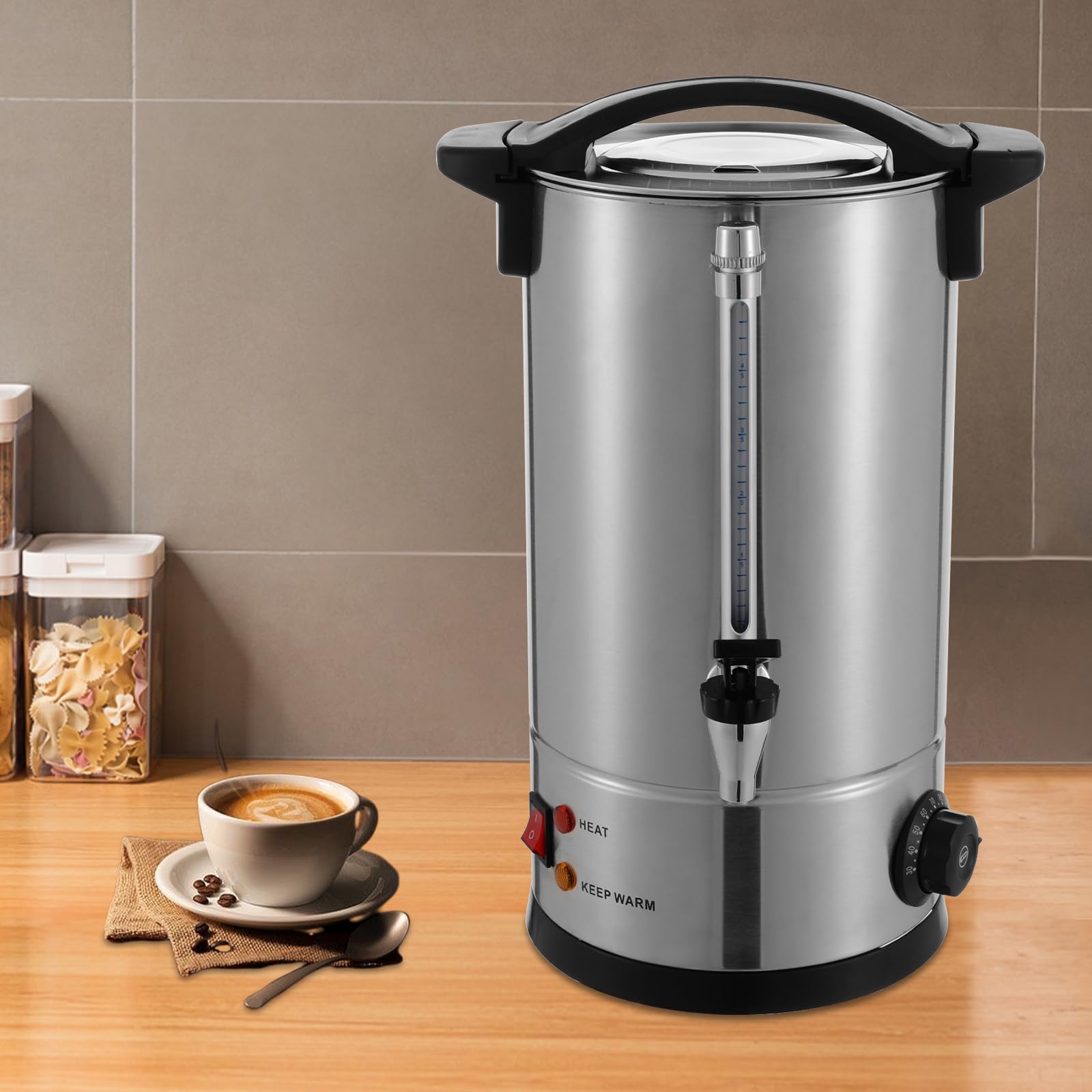 BANEBONE Commercial Coffee Maker, Coffee Urn - Large Capacity Hot Coffee Dispenser for Quick Brewing, Stainless Steel Hot Water Urn Keep-Warm Mode for Events & Catering, Silver (8L)