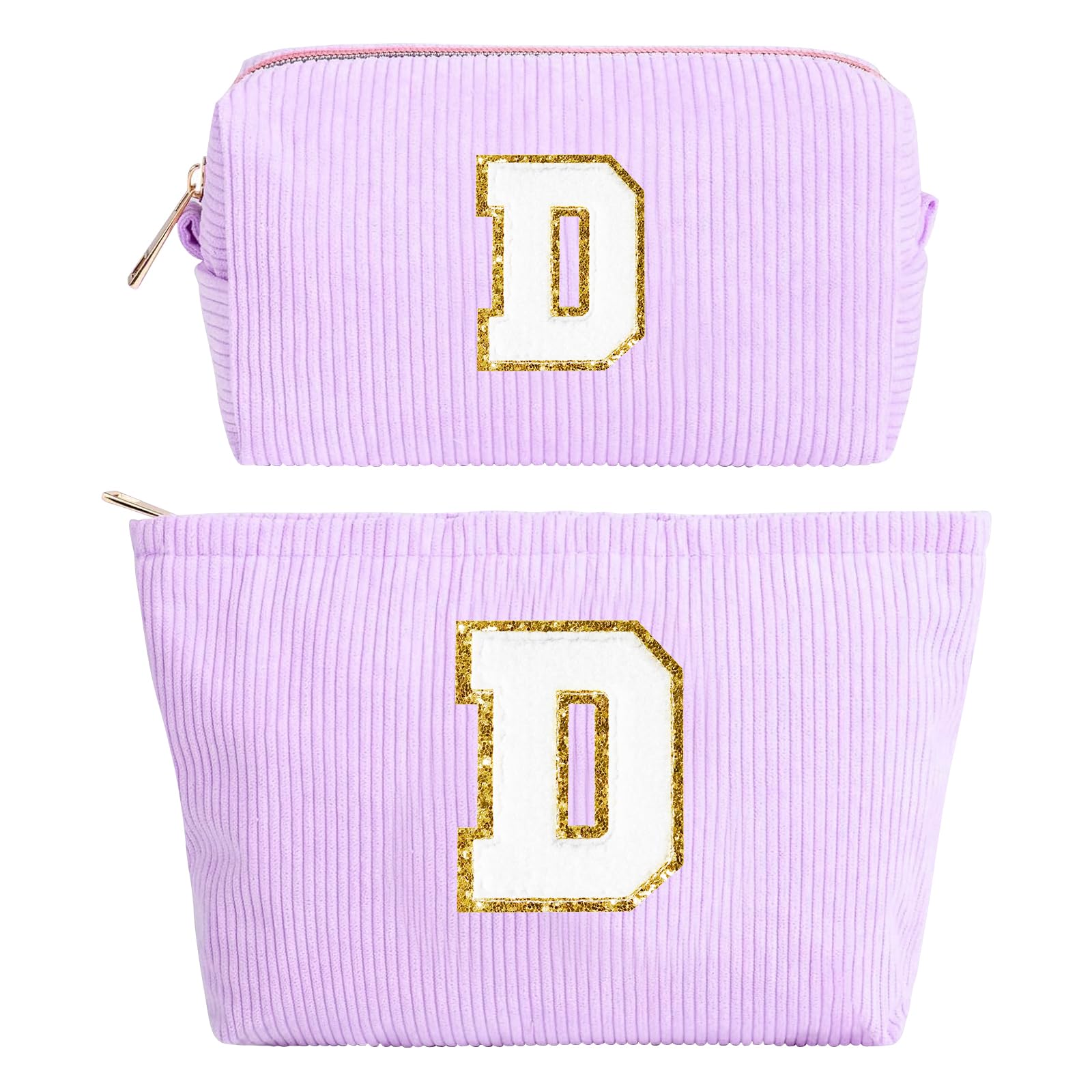 2 Stück Make-up-Tasche, Cord-Kosmetiktasche, Reise Kulturbeutel Reiseutensilien Schminktasche Damen, Weihnachten Geburtstag Geschenk für Mama Patentante Mädchen Tante Schwester, Lila D