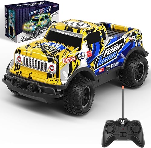 Miniatura 1 de Auto a control remoto, modelo a escala 124, juguete de auto de carreras, auto RC para niños y niños con luces LED geniales, juguetes de autos RC