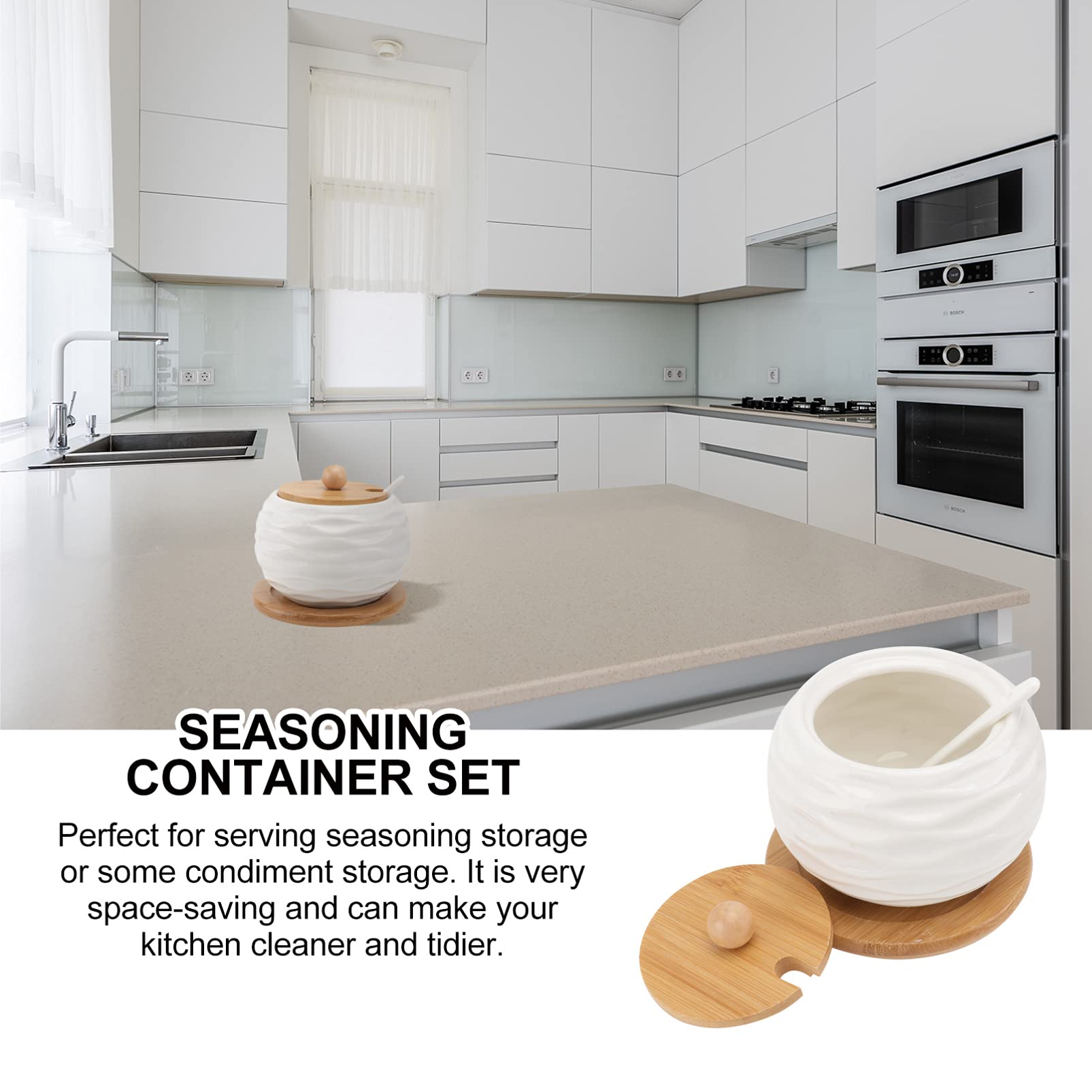 DOITOOL Set of 4 Ceramic Salt Bottles Kitchen Condiment Jars Decorative Jar Spice Kitchen Seasoning Bottles