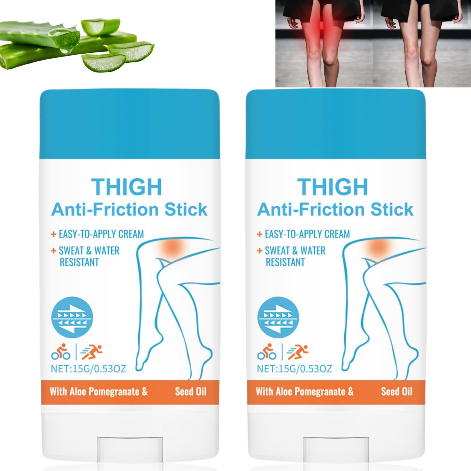 2PCS Anti Chafe Stick,Breathable Anti Chafe Cream,Water & Sweat Proof Balm for Friction,Natural Anti Chafe Balm,Sweat Resistant Body Chafe Balm,Skin Protection Anti Chafing Cream,Reduce Sports Chafing