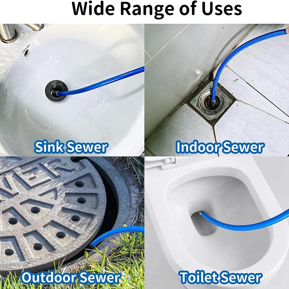 Zestaw do czyszczenia węża spustowego do myjki wysokociśnieniowej 30 m do Karcher K2, K3, K4, K5, K6, K7, LAVOR, do użytku domowego, myjki ciśnieniowej, 180 bar, niebieski