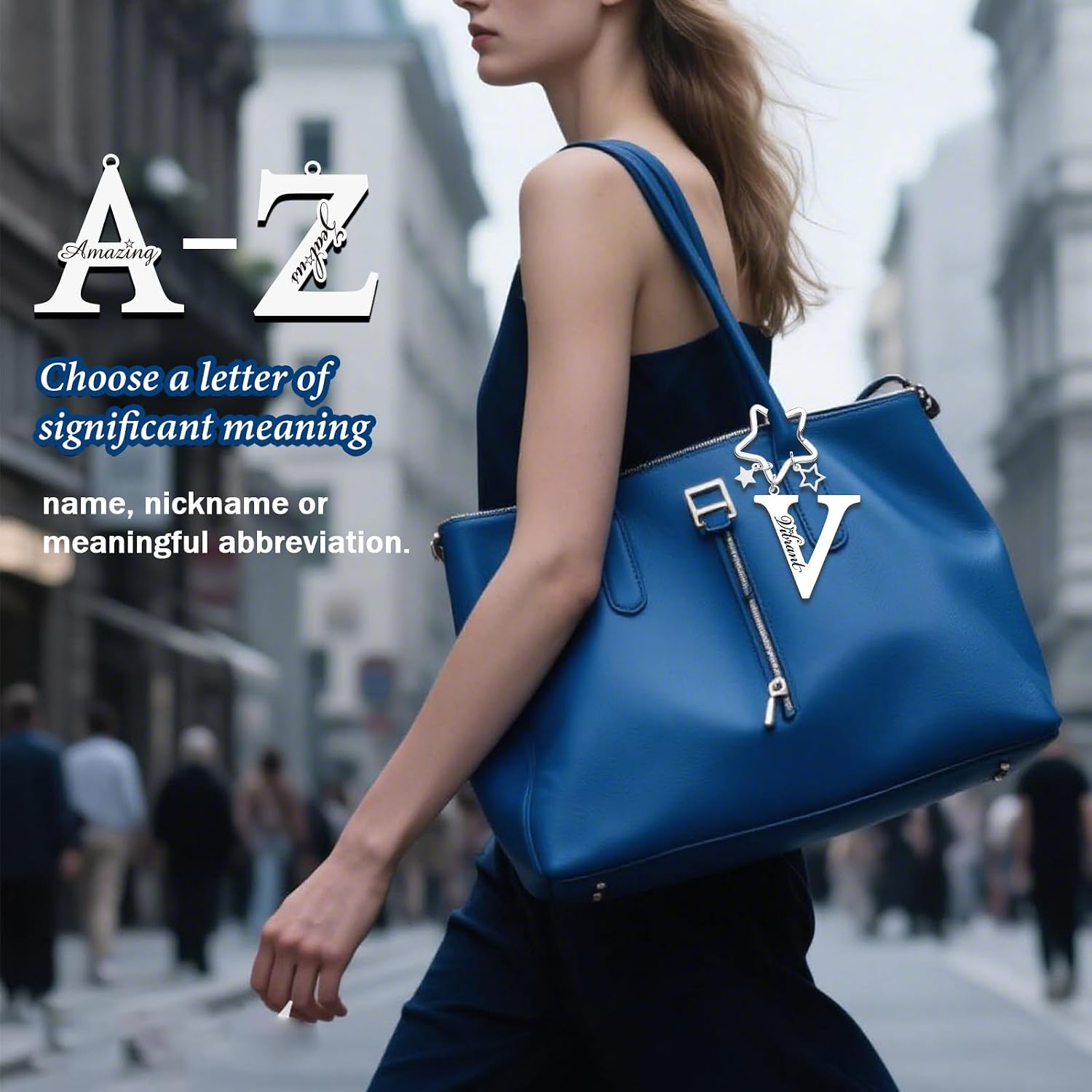 Stainless Steel Initial Letter A-Z Keychain,Personalized Keychain Charms image 4