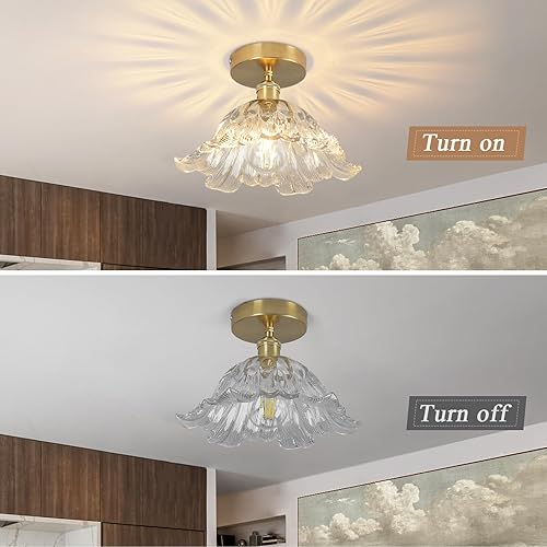 Miniatura 6 de Lámpara de techo semiempotrada, para pasillo, vintage, transparente, de 11 pulgadas, E26, vintage, para armario, pasillo, cocina, comedor