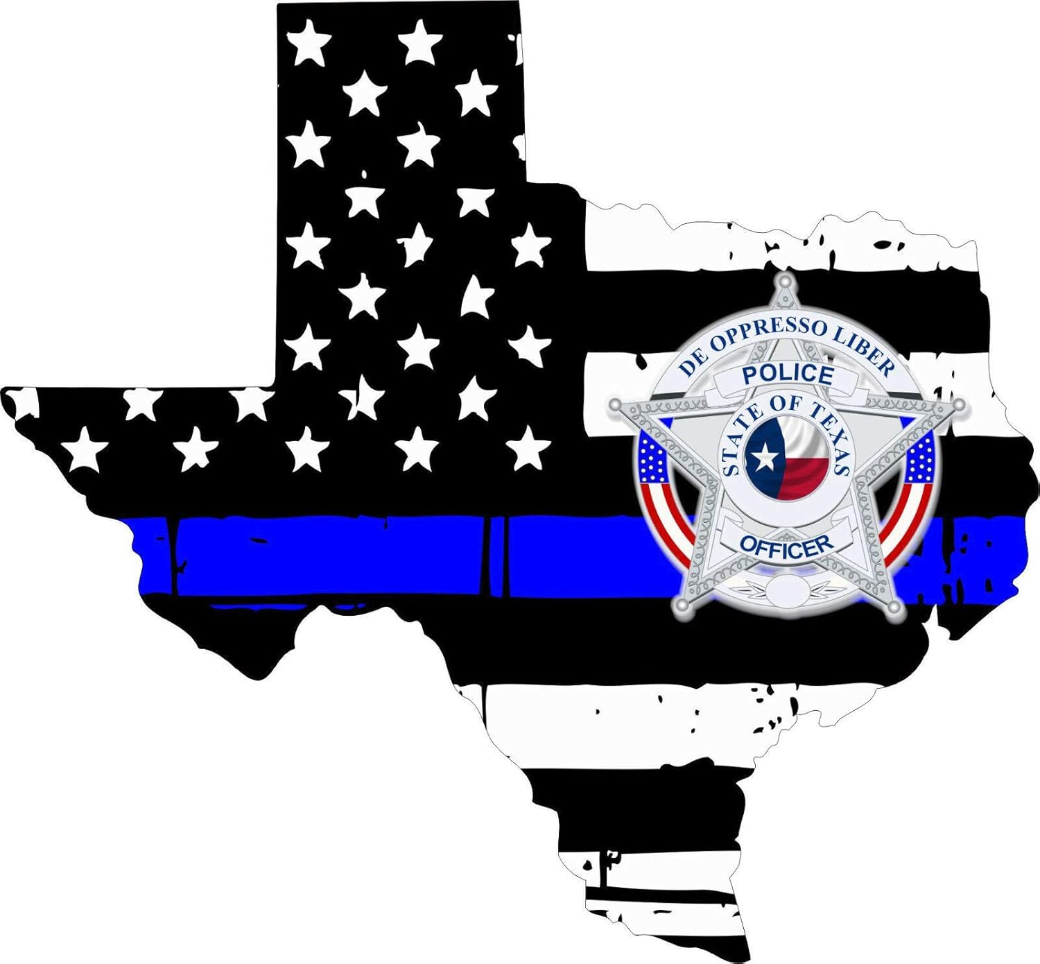 Edward & Co Thin Blue line Sticker State of Texas Waterproof Decal for Car Laptop Window Bumper Logo Truck Vinyl (15 in)