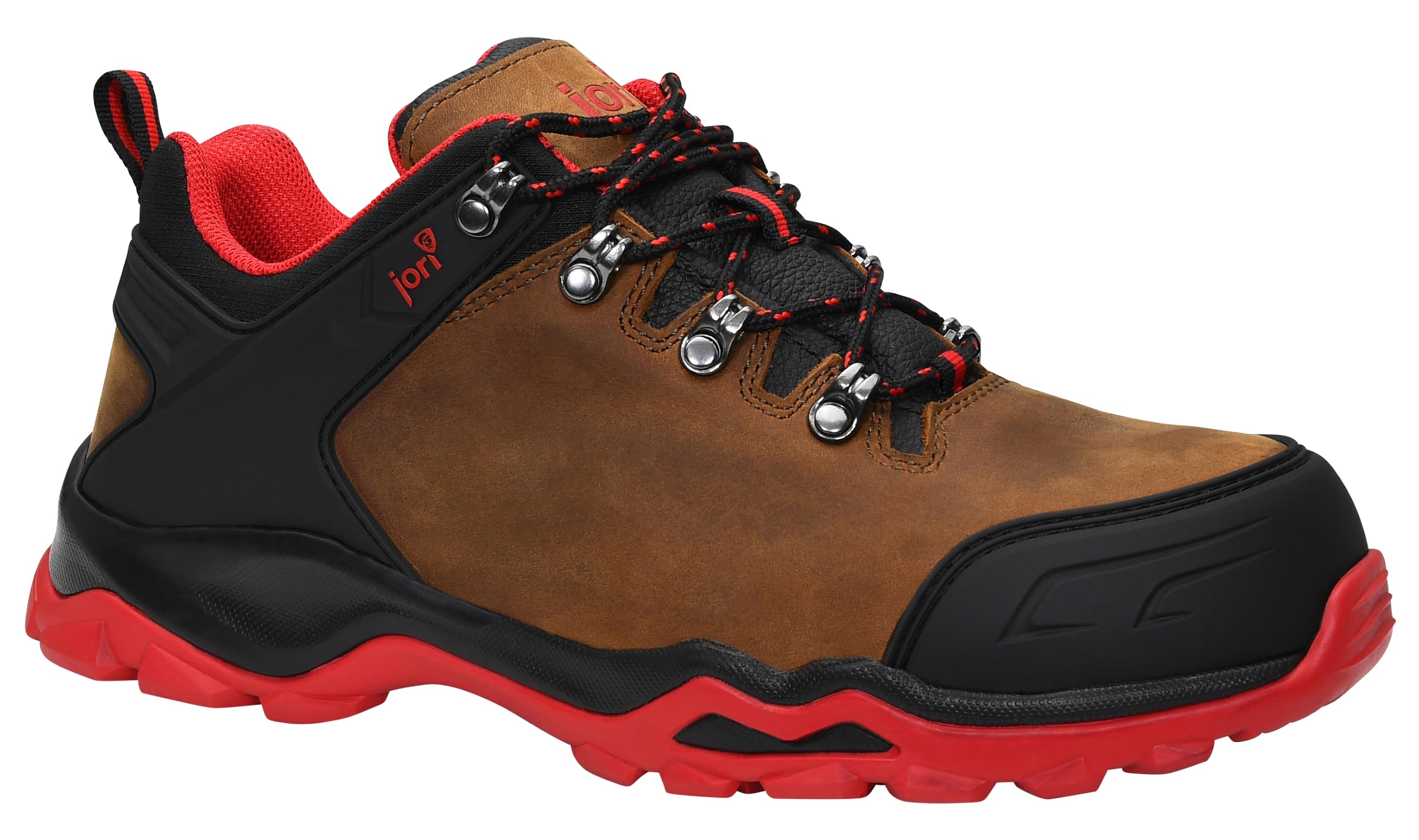 ELTEN Jori jo_Powerful Brown Low S3 buty ochronne, damskie i męskie, skórzane, stalowy nosek, lekkie, klasyczne, brązowe/czerwone/czarne