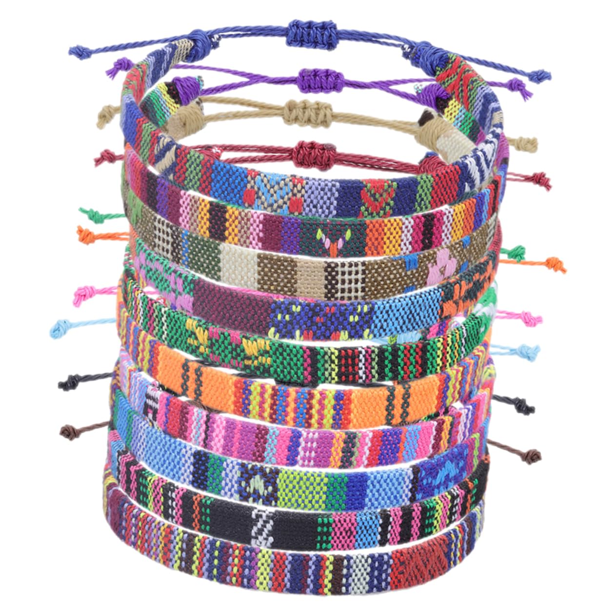 10pièces Bracelets Corde Tressée Ethniques Ensemble De Bracelets Fil Accessoires Boho Pour Plage Et Activités Extérieures