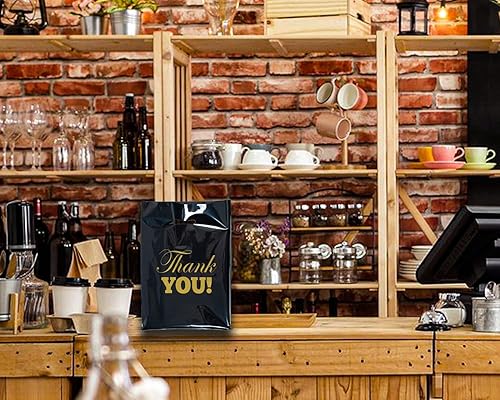 Miniatura 6 de 50 bolsas de mercancía de agradecimiento, bolsa de compras de plástico para pequeñas empresas, bolsa de venta al por menor con asas troqueladas