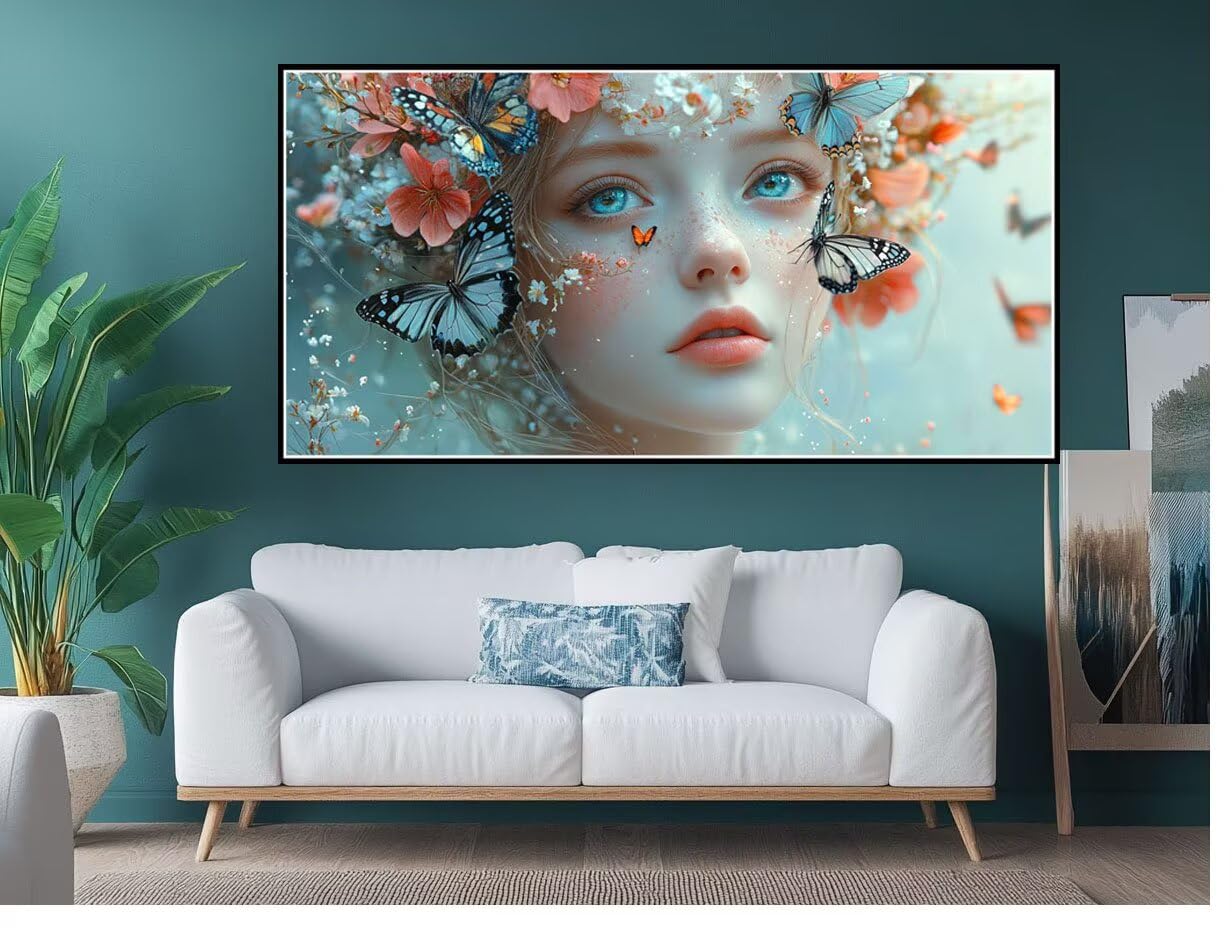 Mariposa Pintar por Numeros Adultos, Mujer (1) Pintar por Numeros, DIY Painting by Numbers Kits para Niños Oadultos con Pinceles y Pinturas Acrílicas para Decoración Hogar Regalos 70x140cm XD-855