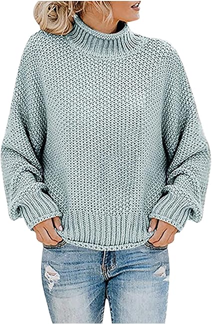 Maglione da donna patchwork lavorato a maglia maglione invernale caldo con  collo alto, Verde menta, XXL : Amazon.it: Abbigliamento