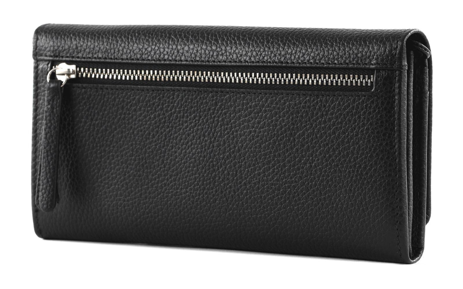 Bugatti Horizon Portafoglio Donna In Pelle Nappa, Con Cerniera, Grande, 8 Scomparti Carte, 3 Scomparti, Portamonete, Nero, 19x10x2 Cm