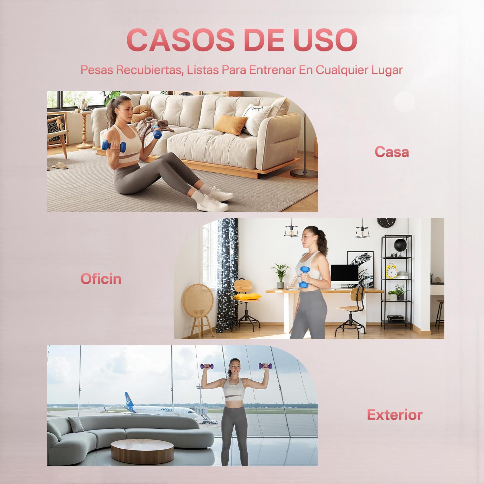 Mancuernas Hexagonales con Recubrimiento TPE Antideslizante, Pesas de Hierro, Diseño No Rodante, para Entrenamiento de Fuerza en Casa