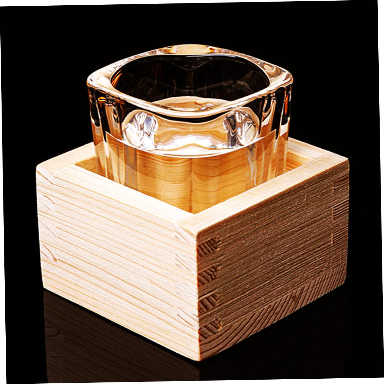 OUNONA 1Pc Wooden Sake Cup with Square Storage Box Traditional Japanese Drinking Utensils for Sake Multi Functional Use as Cup Holder Enhance Your