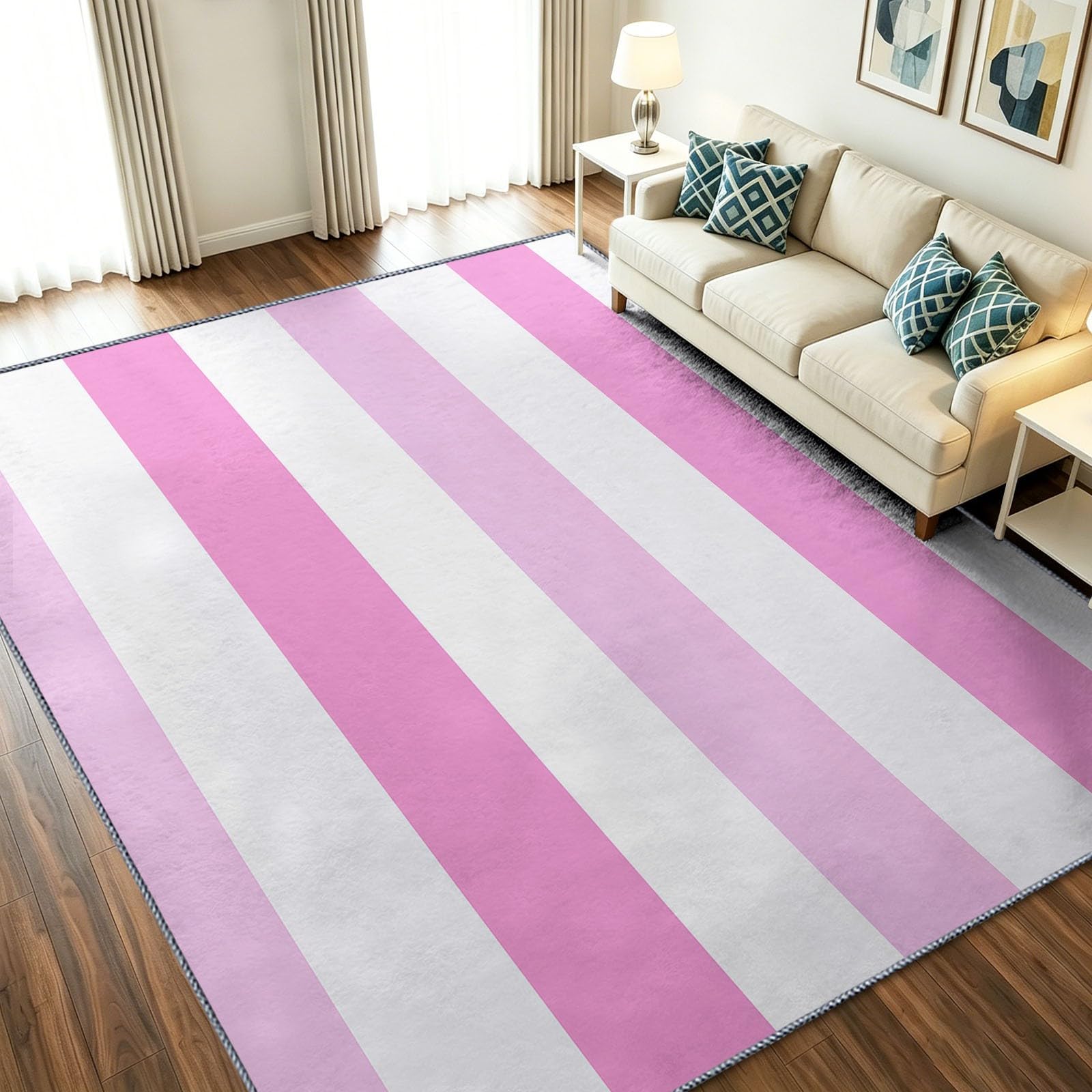 Tapis de salon lavable rose tapis de chambre antidérapant 120x170
