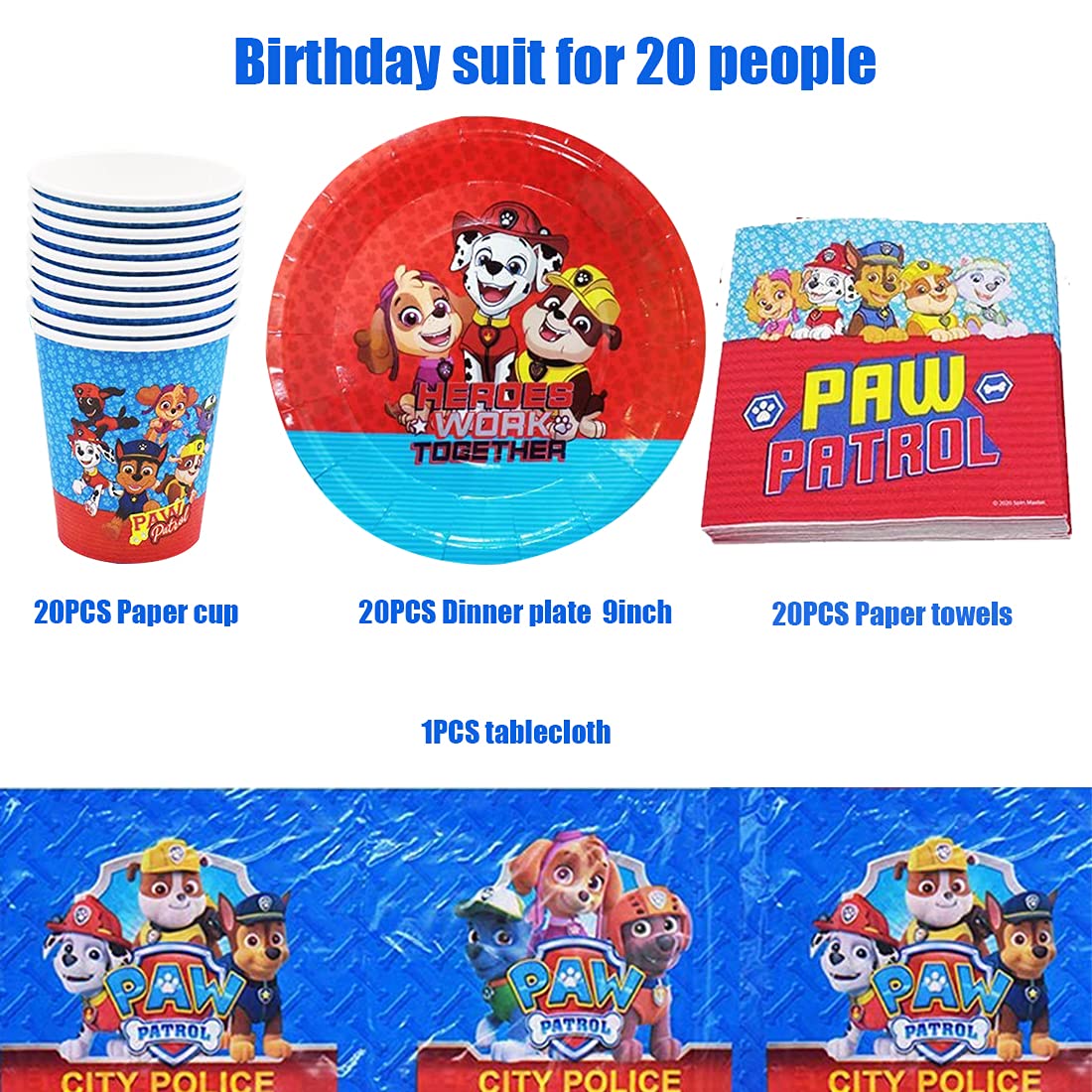 Set Vaisselle Anniversaire 51 Pièces - Assiettes, Serviettes Et Nappe Pour Fête Enfants